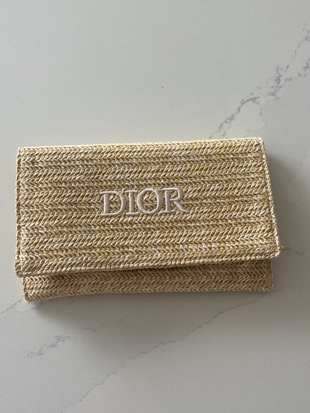 Dior beauty bag with White Logo Embroidery - Natural